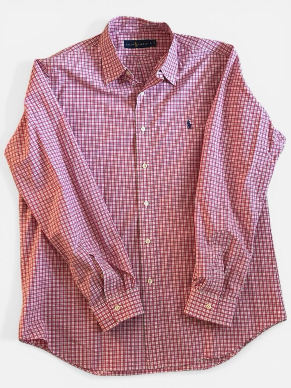 Ralph Lauren Cotton Plaid Oxford Shirt - Size Large
